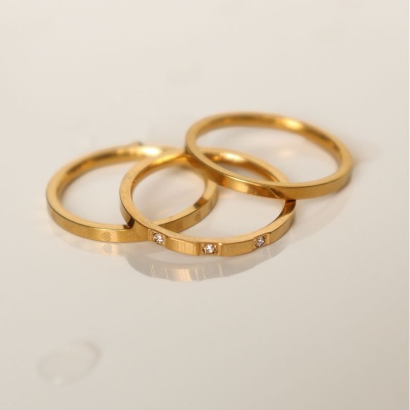 Trio de Anéis em Aço Inox (Linha Premium) (Tamanho 20)