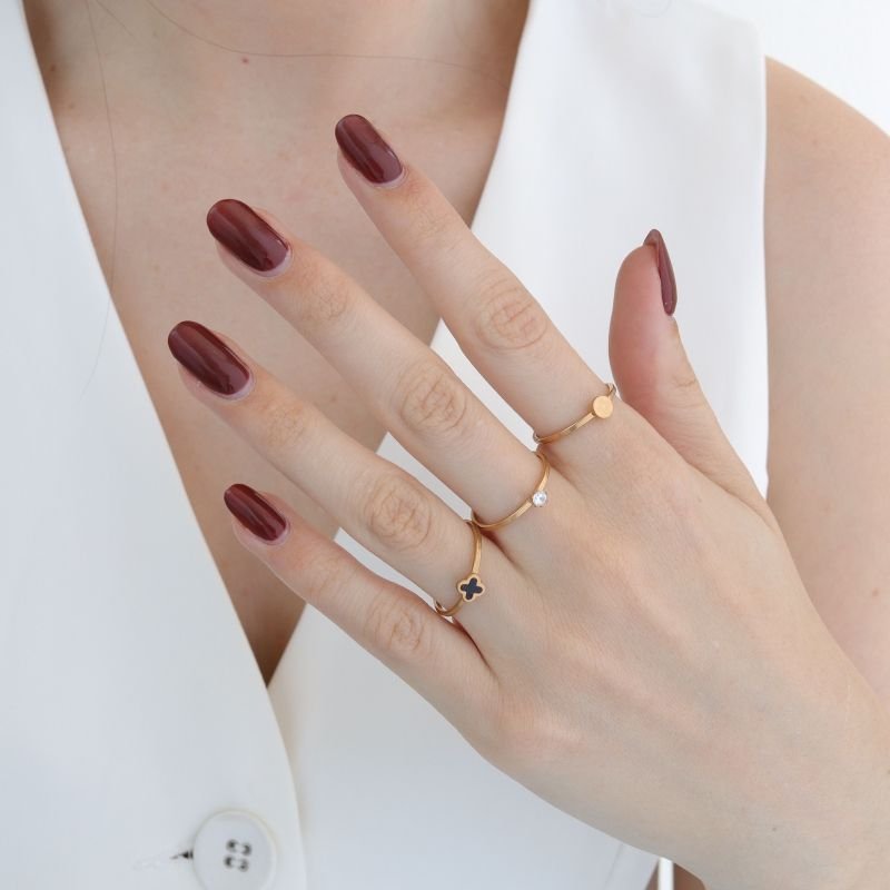 Trio de Anéis Inspiração Van Cleff Delicados em Aço Inox (Linha Premium)