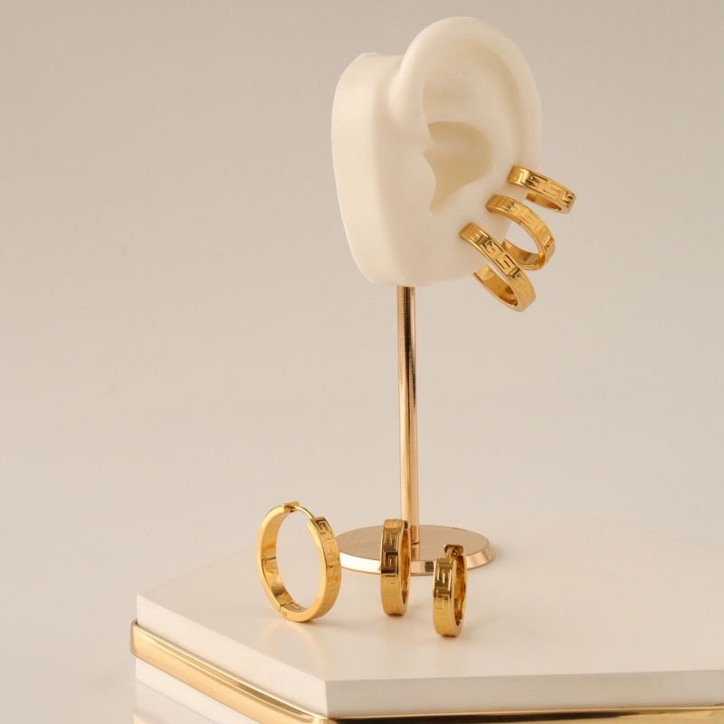 Trio de Argolas com Detalhe em Aço Inox (Linha Premium)