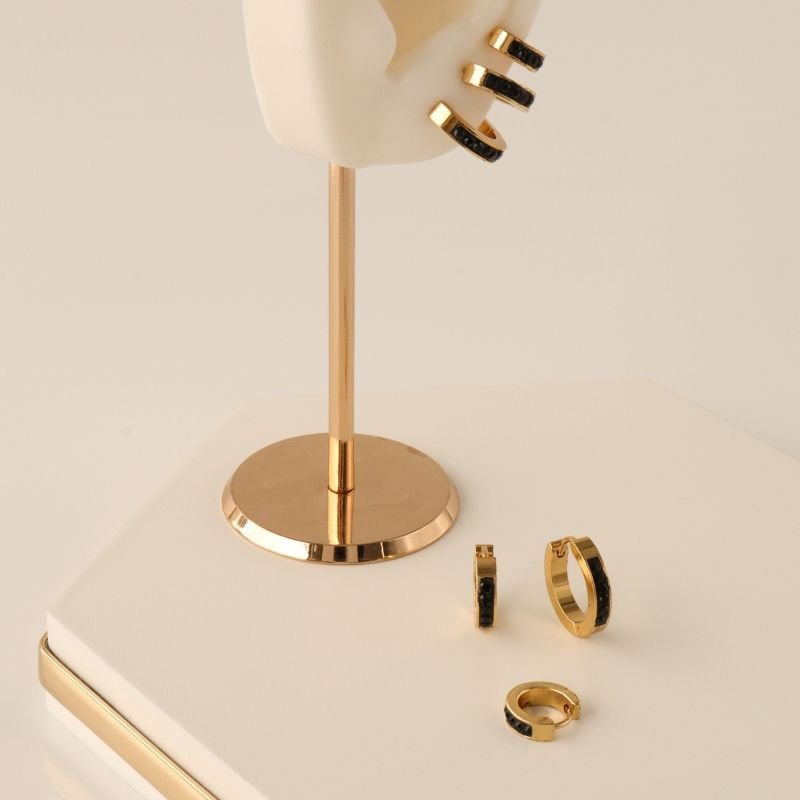 Trio de Argolas Cravejada em Aço Inox (Linha Premium)