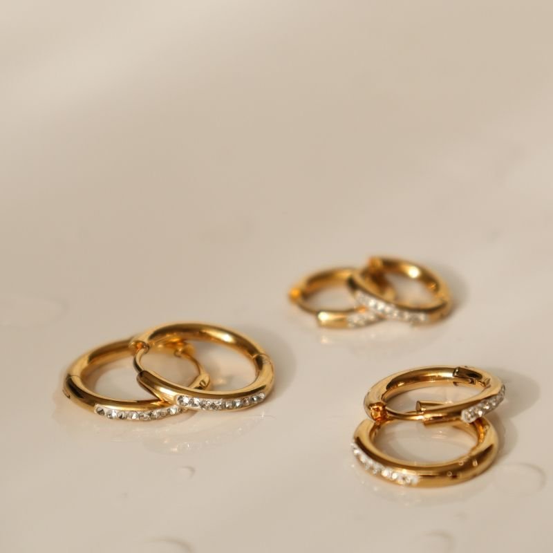 Trio de Argolas Cravejadas Aço Inox (Linha Premium)