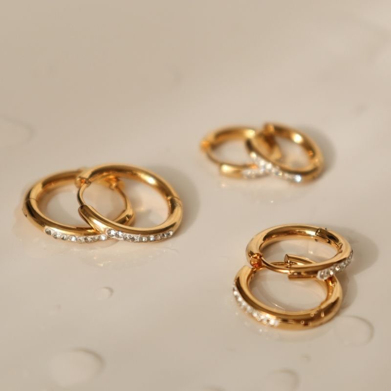 Trio de Argolas Cravejadas Aço Inox (Linha Premium)