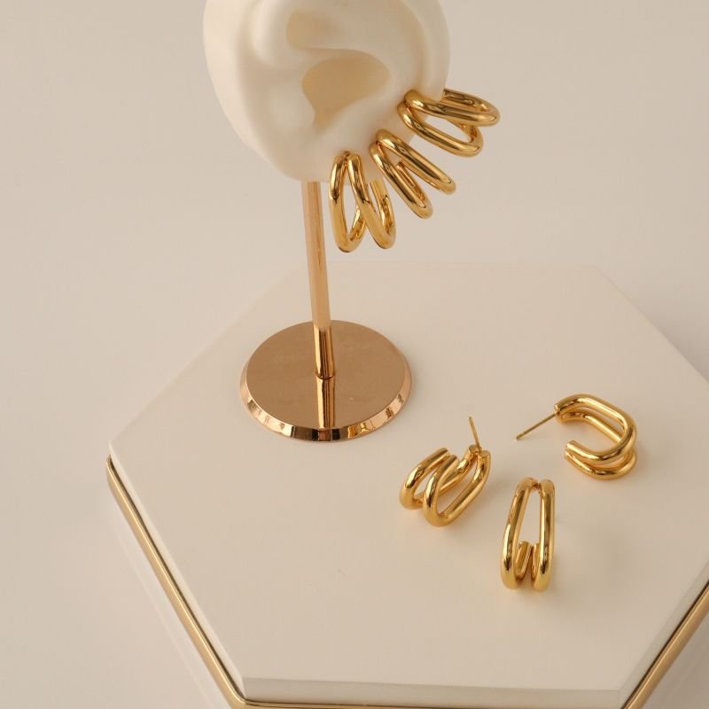 Trio de Argolas Dupla em Aço Inox (Linha Premium)