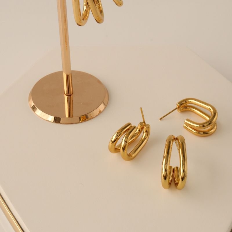 Trio de Argolas Dupla em Aço Inox (Linha Premium)