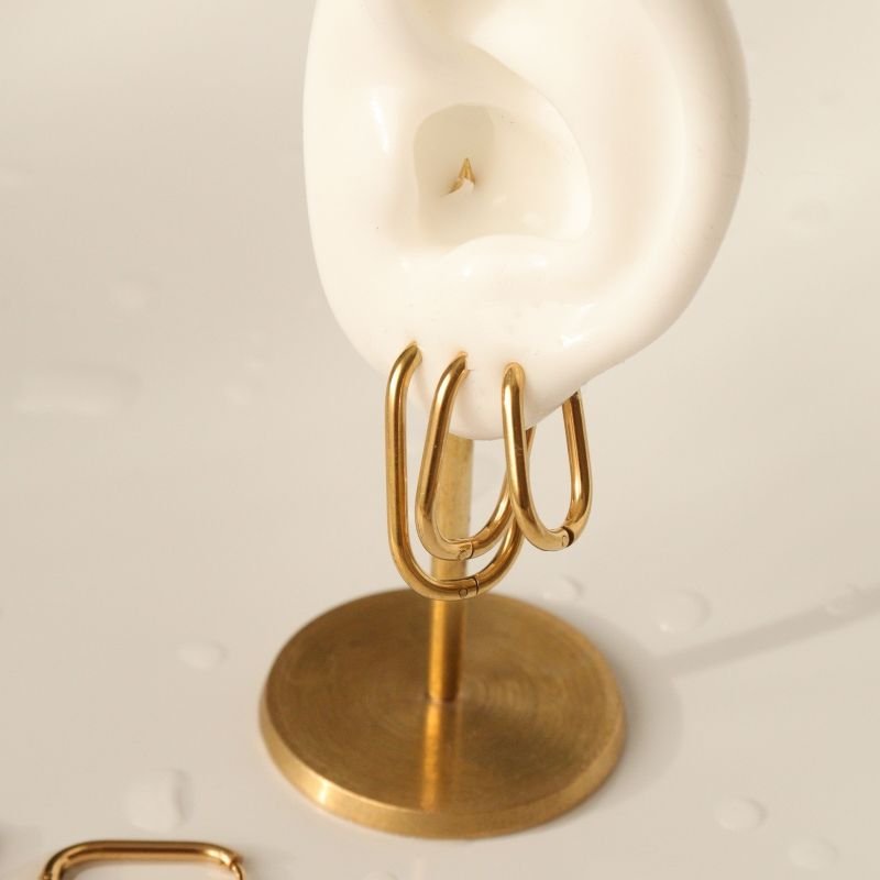 Trio de Argolas Geométricas Aço Inox (Linha Premium)