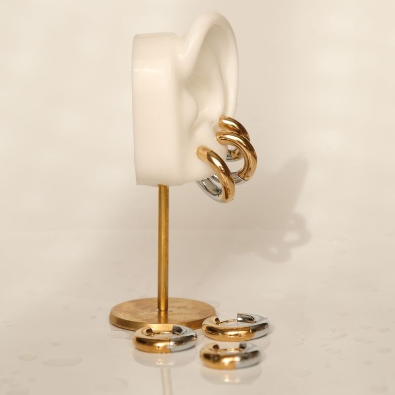 Trio de Argolas Grossas Aço Inox (Linha Premium) (12g cada)