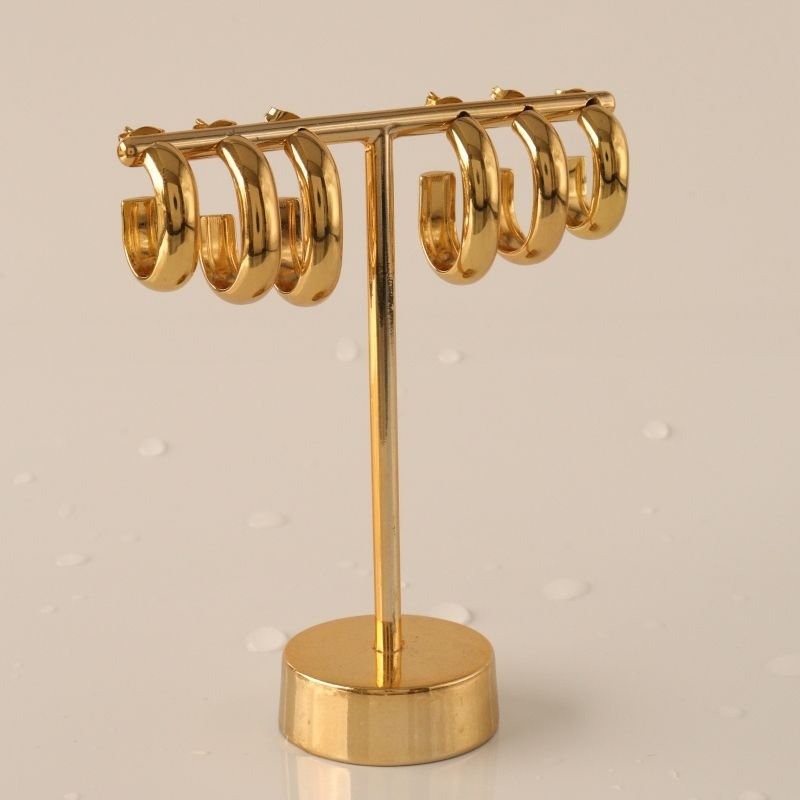 Trio de Argolas Minimalistas em Aço Inox (Linha Premium) 10g cada