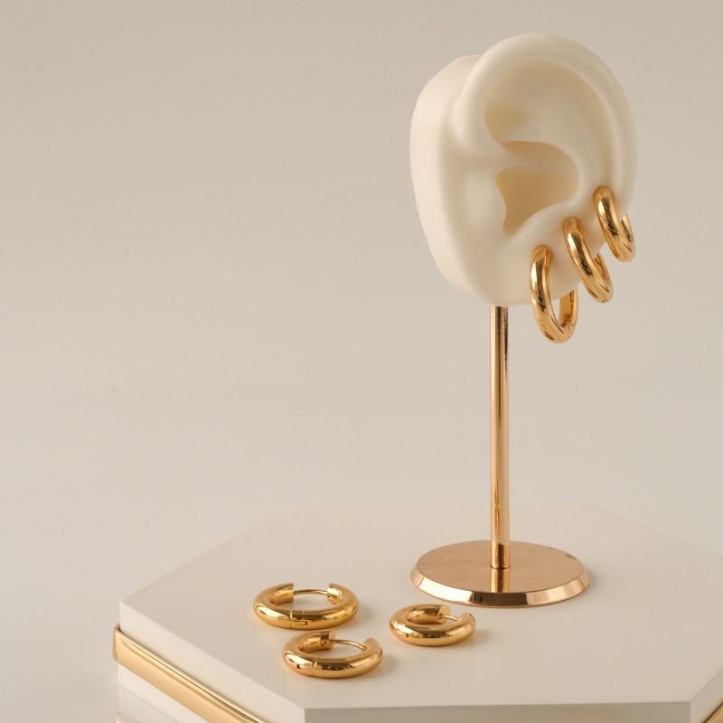 Trio de Argolas Minimalistas em Aço Inox (Linha Premium)