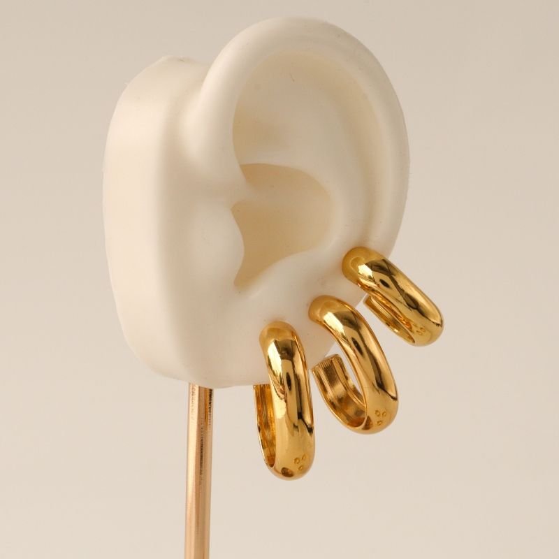 Trio de Argolas Minimalistas em Aço Inox (Linha Premium)