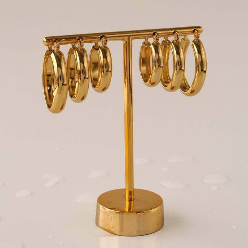 Trio de Argolas Minimalistas Oval em Aço Inox (Linha Premium)