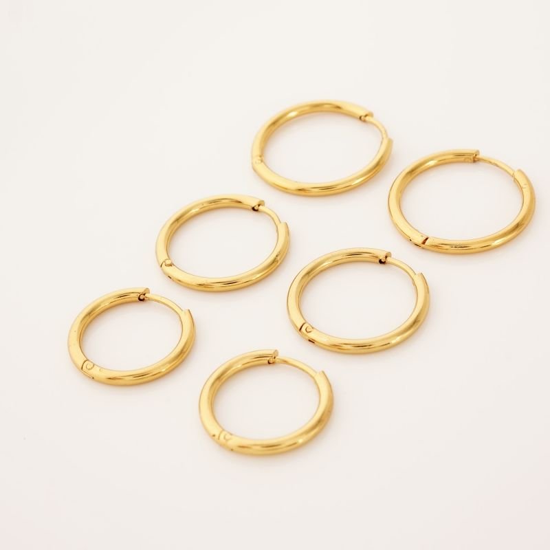 Trio de Argolinhas Basic Hoops em Aço Inox (Linha Premium)