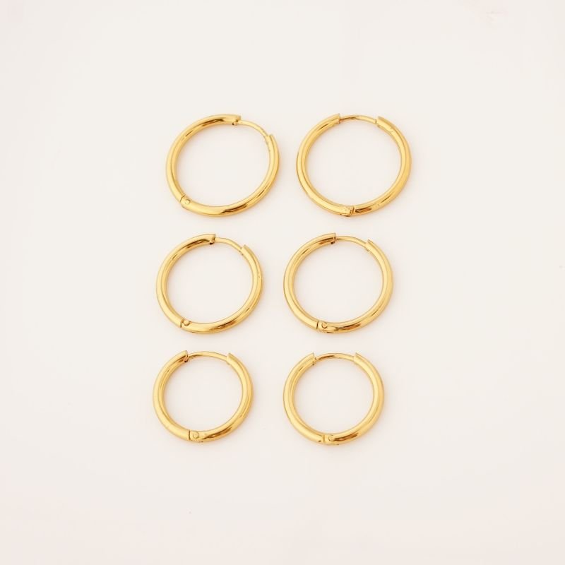Trio de Argolinhas Basic Hoops em Aço Inox (Linha Premium)