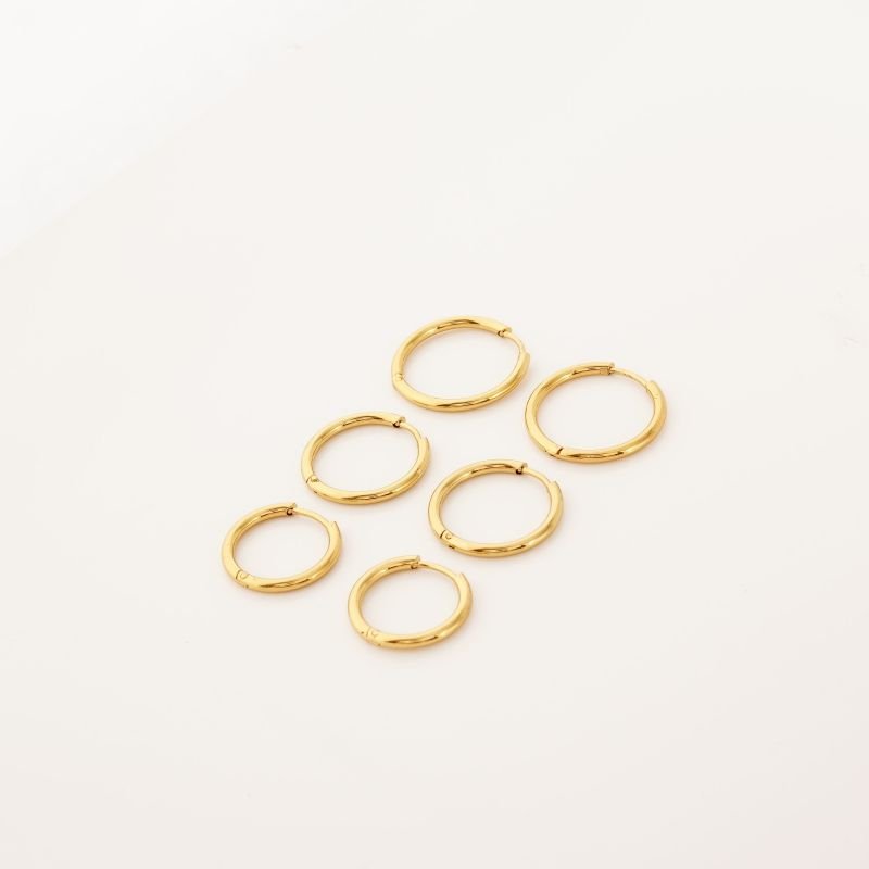Trio de Argolinhas Basic Hoops em Aço Inox (Linha Premium)
