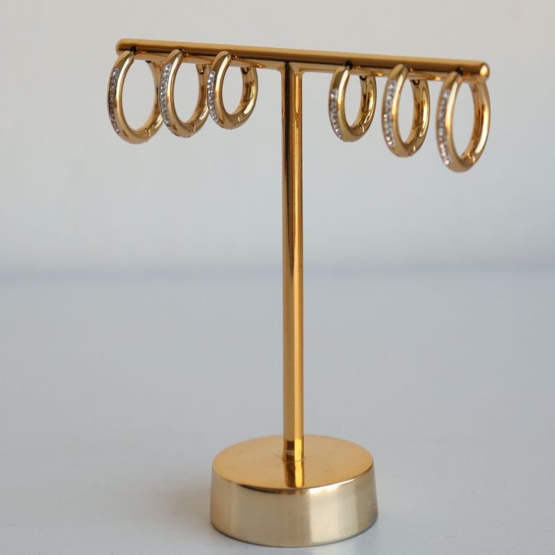 Trio de Argolinhas Cravejadas em Aço Inox (Linha Premium)