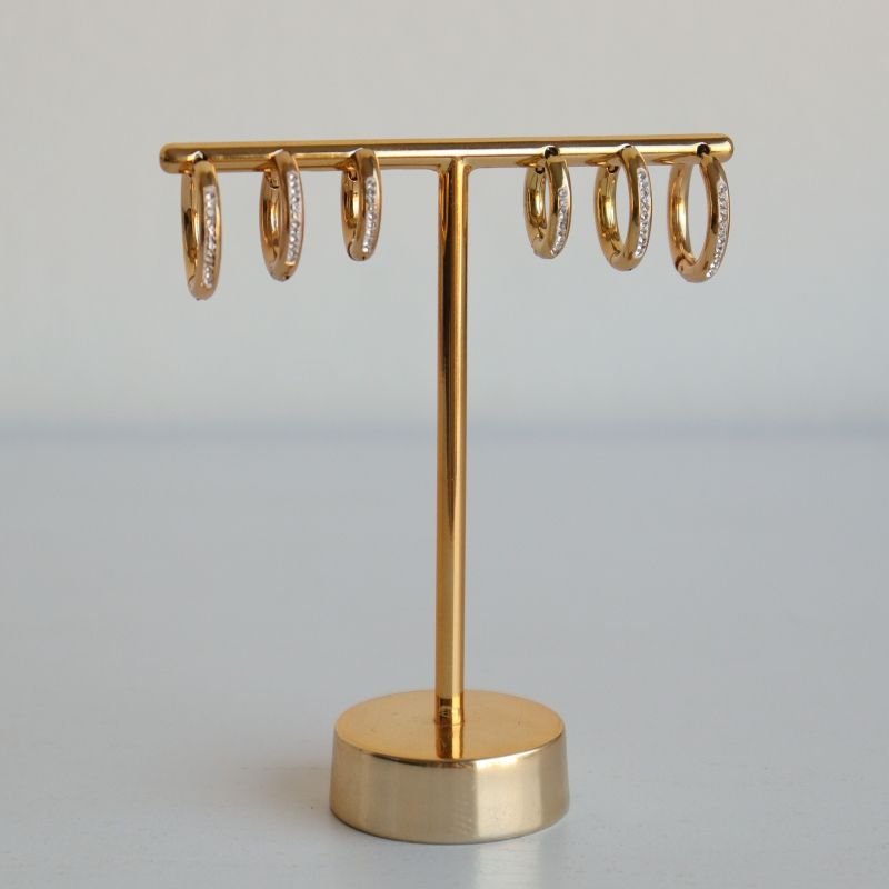 Trio de Argolinhas Cravejadas em Aço Inox (Linha Premium)