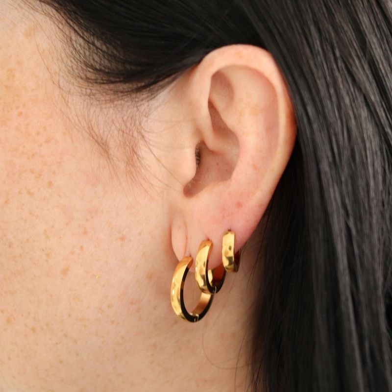 Trio de Argolinhas mais Grossas em Aço Inox