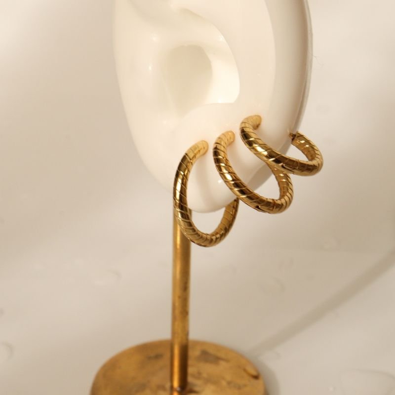 Trio de Argolinhas Trabalhadas em Aço Inox (Linha Premium)