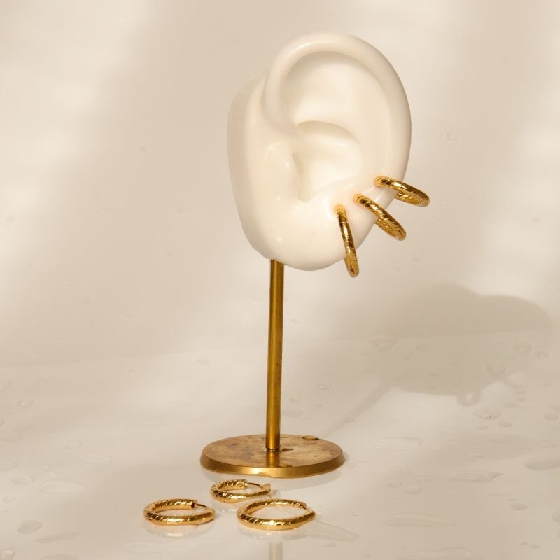 Trio de Argolinhas Trabalhadas em Aço Inox (Linha Premium)