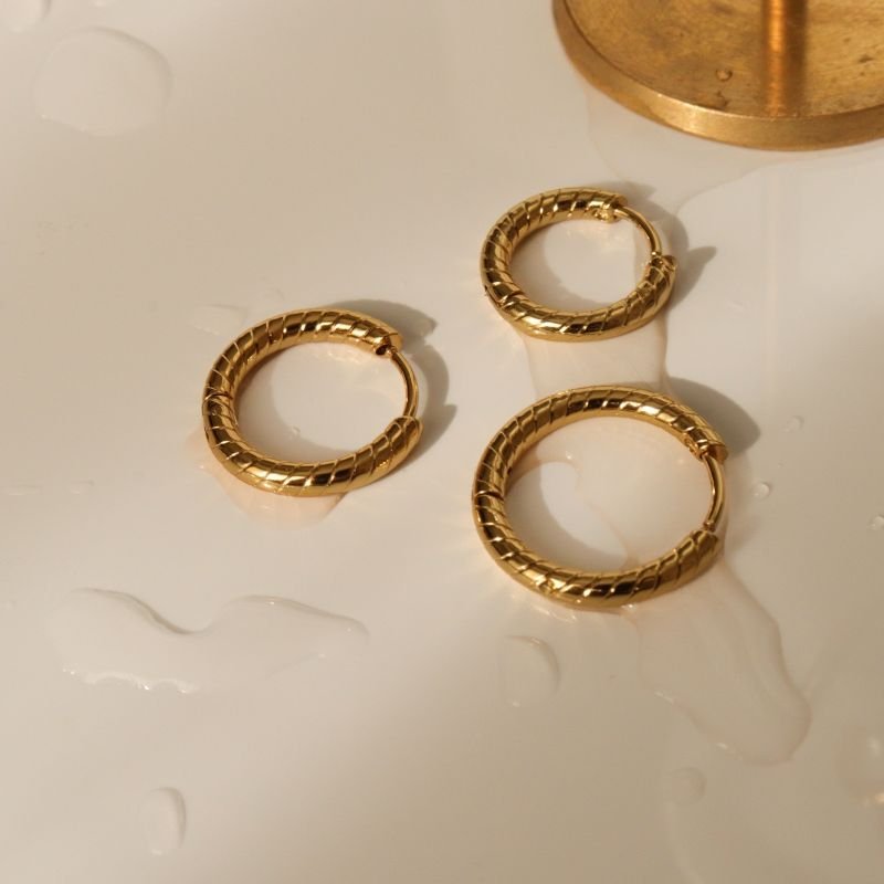 Trio de Argolinhas Trabalhadas em Aço Inox (Linha Premium)