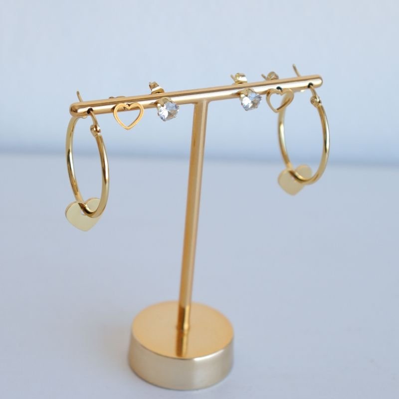 Trio de Brincos em Aço Inox (Linha Premium)