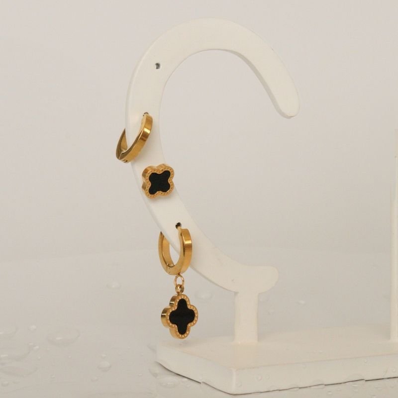 Trio de Brincos Inspiração Van Cleef Fashion em Aço Inox (Linha Premium)