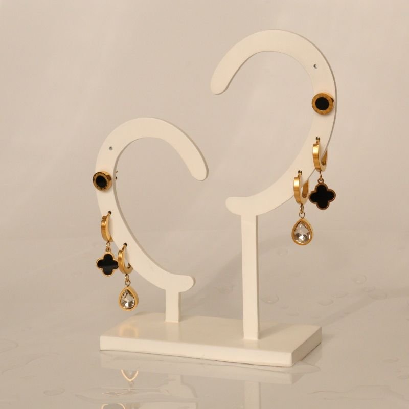 Trio de Brincos Contemporary Inspiração Van Cleef em Aço Inox (Linha Premium)