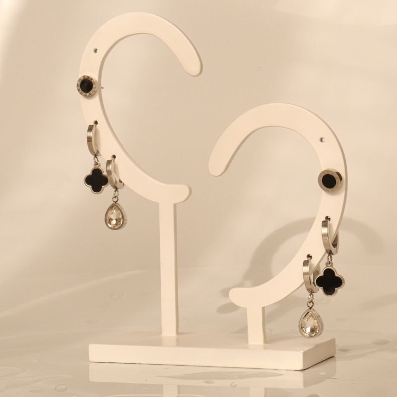 Trio de Brincos Inspiração Van Cleef Modern em Aço Inox (Linha Premium)