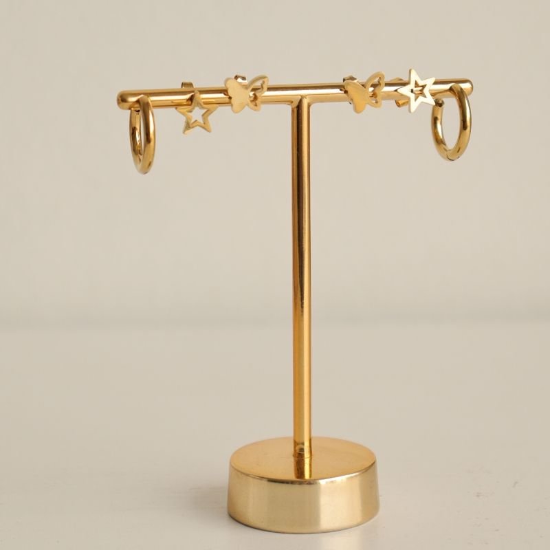 Trio de Brincos em Aço Inox