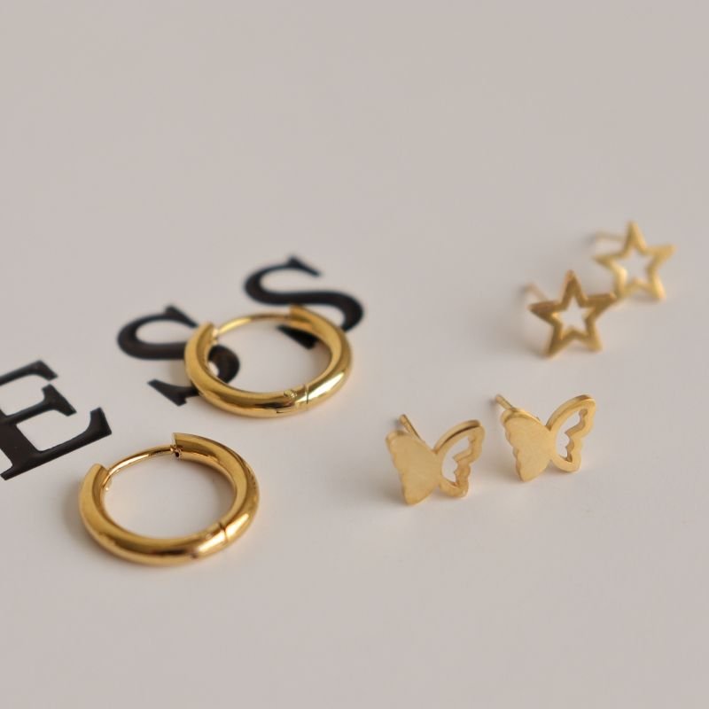 Trio de Brincos em Aço Inox