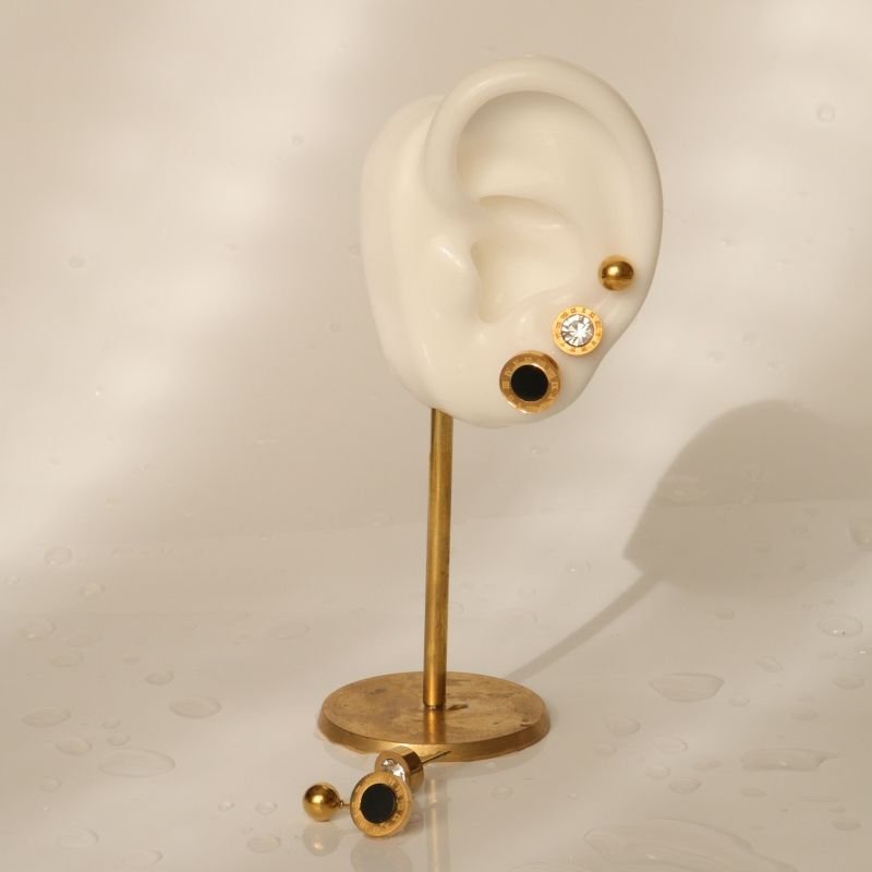 Trio de Brincos Números Romanos em Aço Inox (Linha Premium)