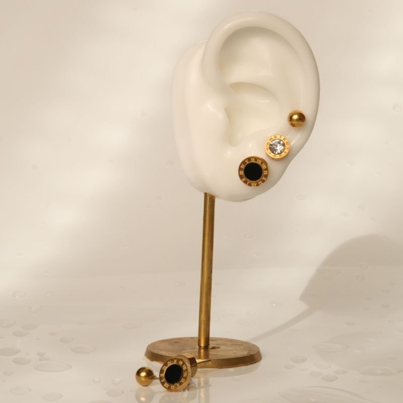 Trio de Brincos Números Romanos em Aço Inox (Linha Premium)