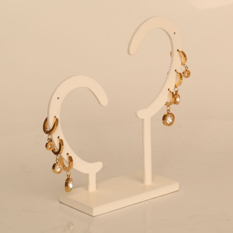 Trio de Brincos Números Romanos em Aço Inox (Linha Premium)