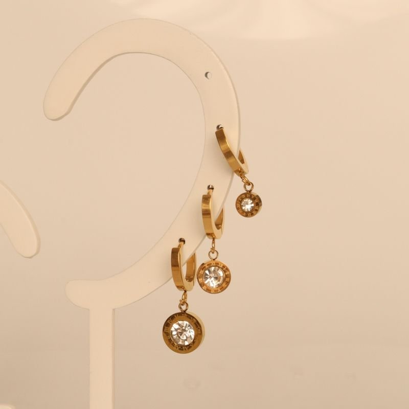 Trio de Brincos Números Romanos em Aço Inox (Linha Premium)