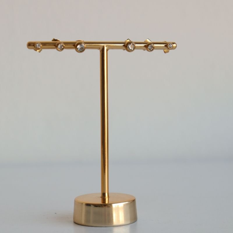 Trio de Brincos Ponto de Luz em Aço Inox