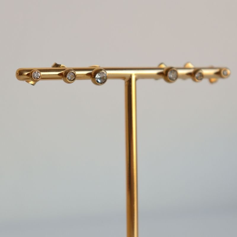 Trio de Brincos Ponto de Luz em Aço Inox