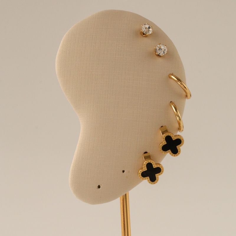 Trio de Brincos Trevo Delicado em Aço Inox (Linha Premium)