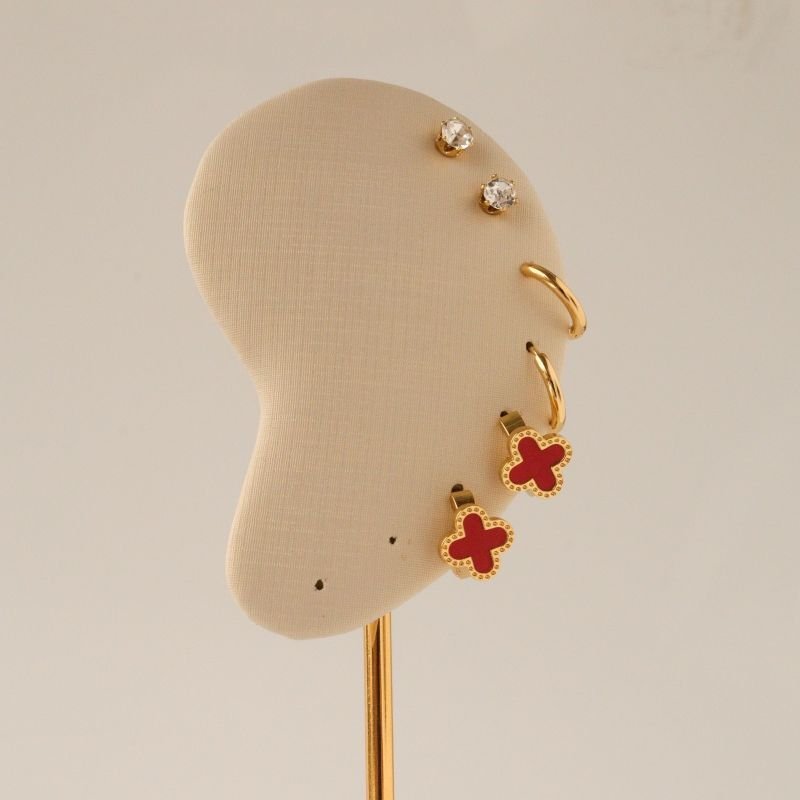 Trio de Brincos Trevo Delicado em Aço Inox (Linha Premium)