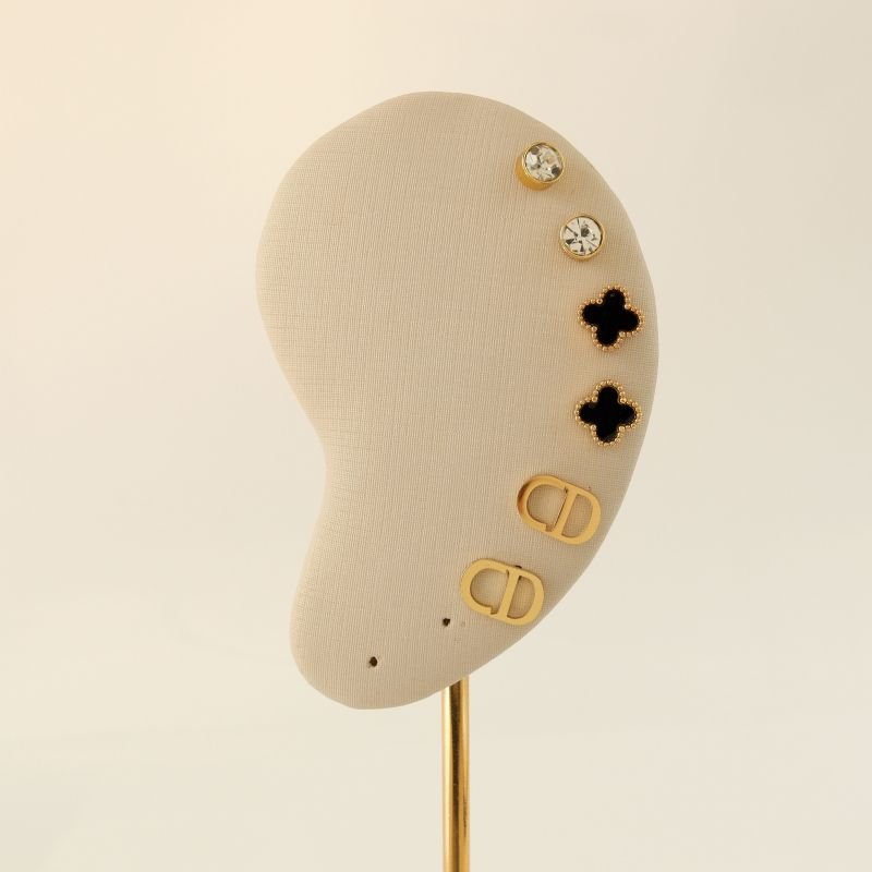 Trio de Brincos Moderno Inspiração Van Cleef em Aço Inox (Linha Premium)